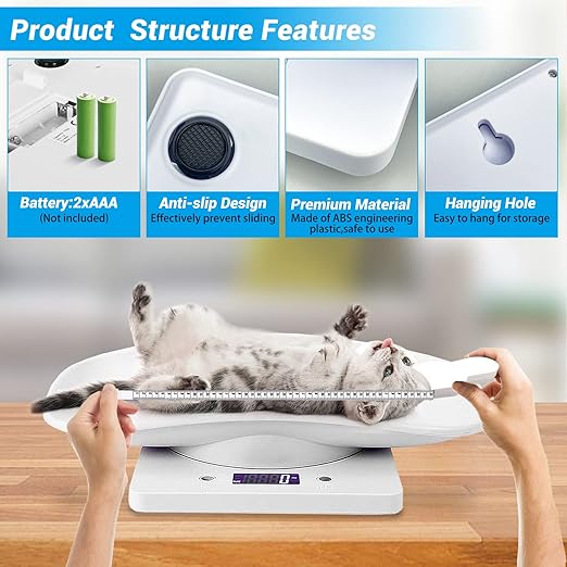Digital Pet Scale,Puppy Scales for Weighing,Digital Small Animals Scales for Weighing,Whelping Supplies,Kitten Scale,Baby Scales for Newborn Dog Cat Crawl Pet,Capacity up to 33 lb,for New Pets Only