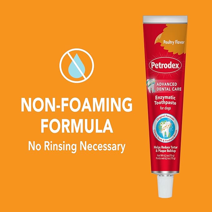 Petrodex Toothpaste for Dogs and Puppies, Cleans Teeth and Fights Bad Breath, Reduces Plaque and Tartar Formation, Enzymatic Toothpaste, Poultry Flavor, 2.5oz