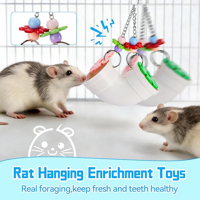 AOWPFVV Rat Enrichment Toys, Rat Foraging Toy for Various Treats, Slow Feeder Hanging Fancy Mice Cage Accessories Puzzle Toy More Healthy, Easy-Clean Rodent Toys for Rats, Mice or Parakeets
