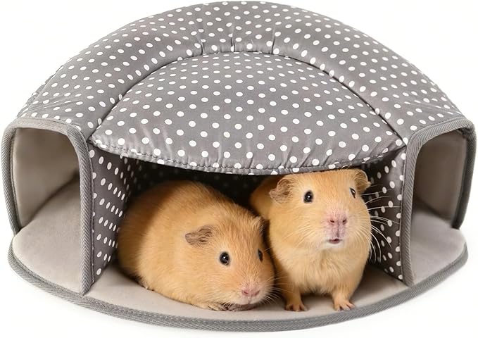 Guinea Pig Hideout Tunnel Bed, Washable Soft Small Animal Hideaway for Ferret, Chinchilla, Dwarf Bunny - House Pet Cage Accessory