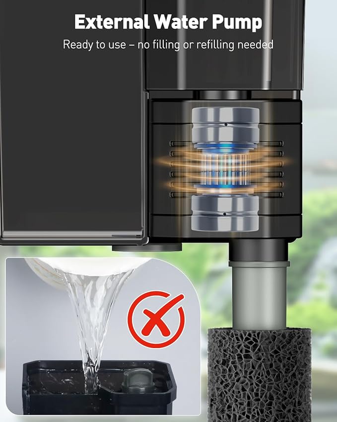 Pawfly 3 W Aquarium Filter, 15 Gallon Fish Tank Filter, 60 GPH Hang on Back Aquarium Filter with Adjustable Water Flow, Sponge, Bio Balls & Extendable Intake Tube, Ultra Quiet HOB Filter