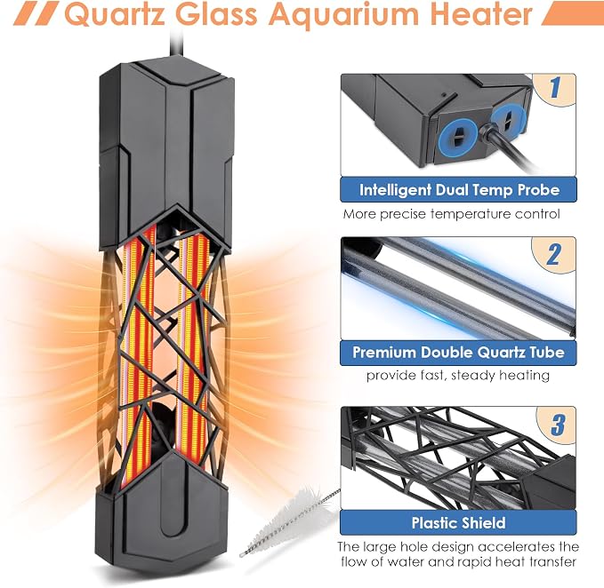 hygger Submersible Aquarium Heater 900W Fish Tank Heater with Temperature Control & Auto Off Protection for 110-250 Gallons Saltwater and Freshwater