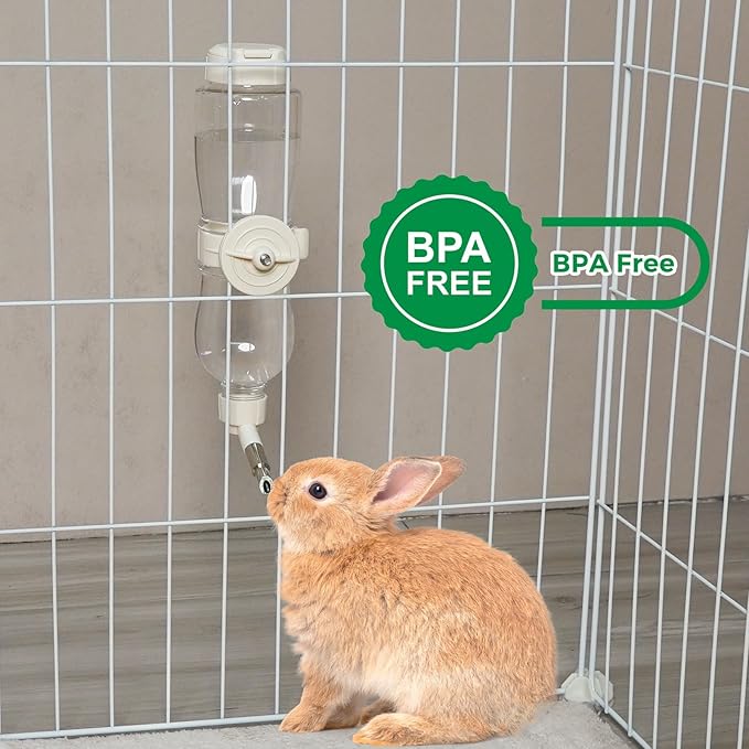 VANNON 17oz Small Animal Water Dispenser for Crate, Parrots Water Bottle for Cage, Chewproof Pet Water Bottle for Rabbits, Guinea Pigs, Ferrets, Chinchillas and Other Small Rodents, Top Fill, White