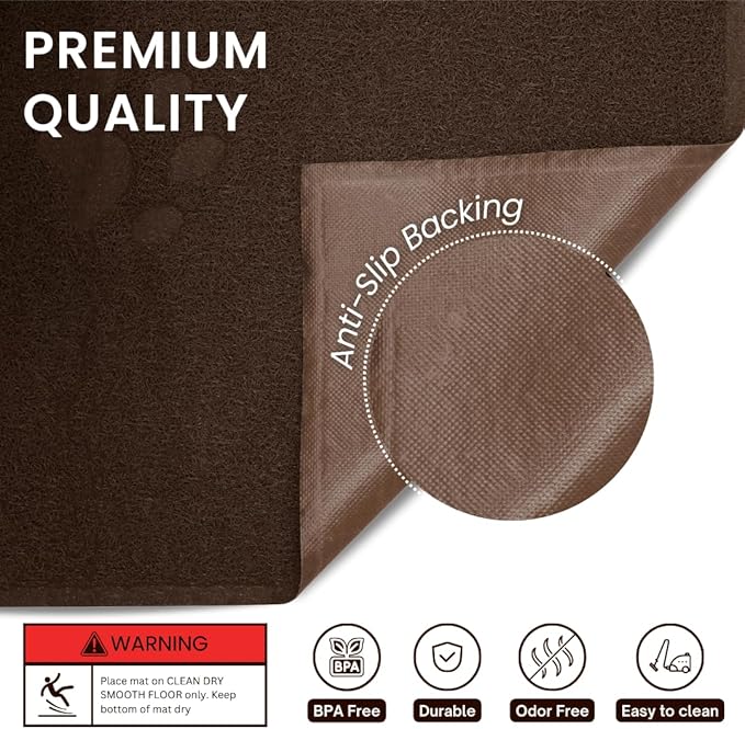 Andalus Extra Large Cat Litter Mat, Pack of 1 - Waterproof, Non-Slip & Easy to Clean Cat Litter Box Mat for Extra Efficient Pet Litter-Trapping, Brown (35” X 23”)