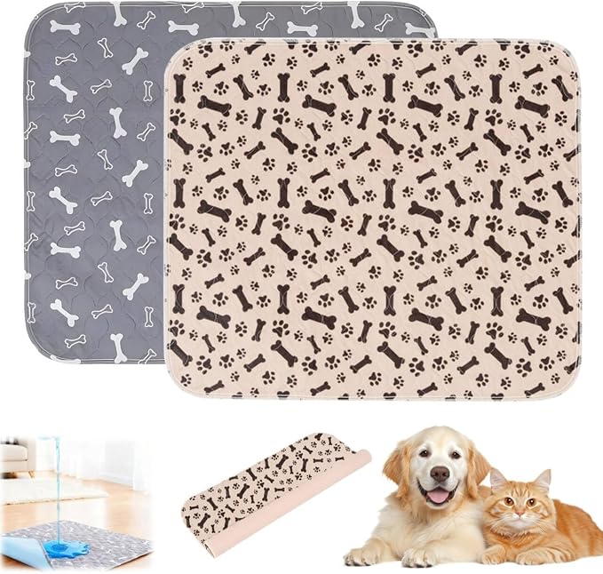 Puppy Pads with Pheromones,Washable Puppy Pee Pads for Dogs,Reusable Puppy Pads Washable for Dogs & Cats, Washable,Durable Leak-Proof & Anti-Slip Pet Training Pads for Home & Trave(Gray+Brown-2,S)