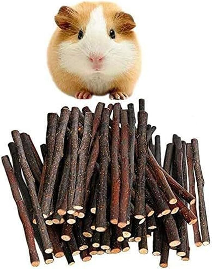 Apples Sticks,20pcs Hamster Chew Toys,Hamster Toys,Small Animals Molar Wood Treats Pet Snacks,Chew Sticks for Rabbits Chinchillas Guinea Pig Gerbil Parrot Bunny 20cm