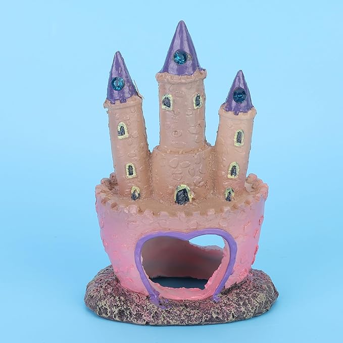 Resin Castle Hideout 136g Cartoon Aquarium Decoration Fish Tank Cave Ornament for Small Fish Privacy, No Water Quality Impact