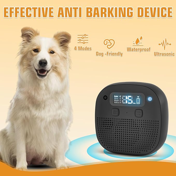 Tetra Dog Bark Deterrent Devices,Ultrasonic Anti Barking Device for Dogs, Rechargeable Barking Control Devices with Sensor & 60ft Remote Control, Adjustable Bark Stopper Indoor Outdoor