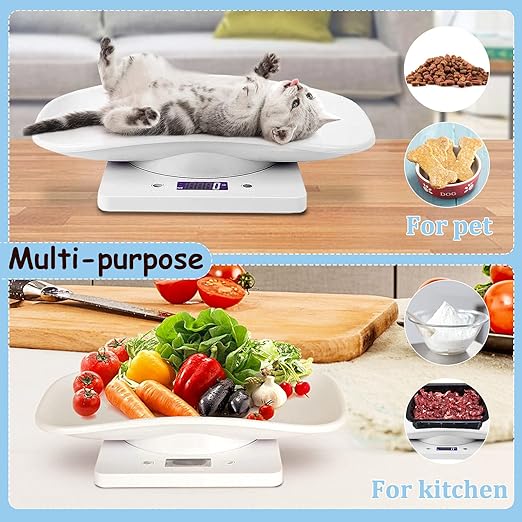 Digital Pet Scale, Portable LCD Electronic Weighing Scale with Tray(Max. 33 lbs), Small Animal Weight Scale, Multifunction Kitchen Scale for Food/Lizard/Puppy/Kitten/Hamster/Whelping
