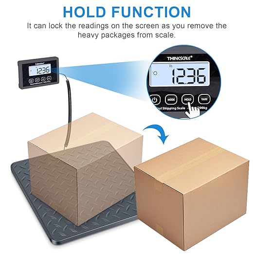 THINKSCALE Shipping Postal Scale with Integrated One-Piece Platform, 10g High Accuracy 440lb Capacity for Packages, Small Business & Warehouse, Battery & AC Adapter Included