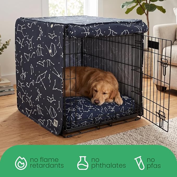 Molly Mutt Rocketman Dog Crate Cover, 100% Cotton Canvas Cover with 2 Roll-Up Panels, Ideal for Dog or Cat Crate, Durable, Washable, and Free of Harmful Chemicals, 36" x 23" x 25"