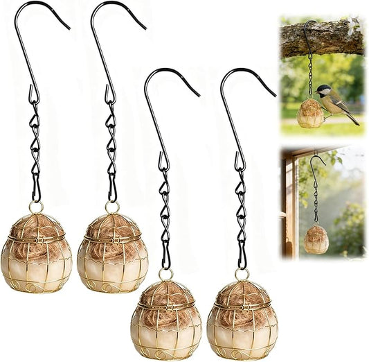 4PCS Bird Nesting Material, Refillable Hummingbird Nesters Cage Holder with Nest Stuffing for Wild Birds Nesting Station,Nesting Balls Make Great Gifts for Bird Lovers and are Perfect for DIY