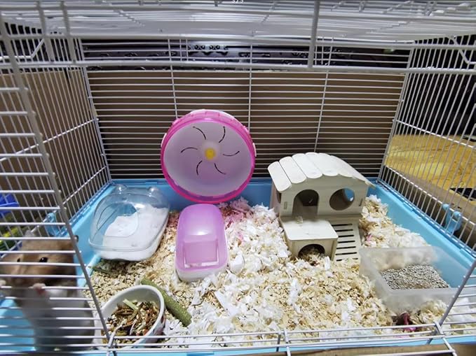 Wood Hamster House, Fun Tiny Hamsters Hideout, Detachable Double-Decker Hut for Dwarf Gerbil Mouse Mice Rat Small Animals(Only for Small Hamster)