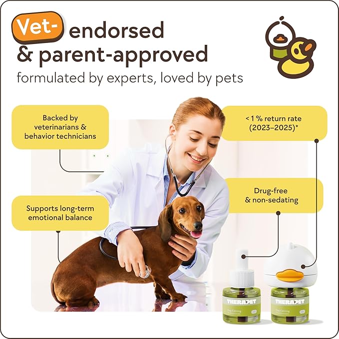 TherapetMD 2-Pack 120-Days Dog Calming Diffuser Kits - Dog Pheromone Diffuser for Stress, Destructive Behavior, Pee Accidents, Separation Anxiety, Barking & Chewing - 120-Days Refills - Box May Vary