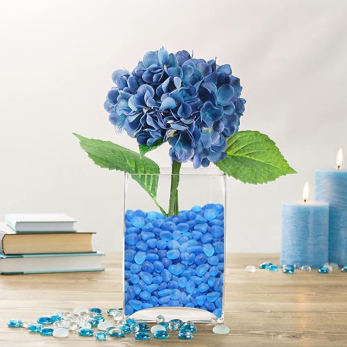 QYGL Sea Glass Stones - 2.9LB/46.4oz Aquamarine Frosted Glass Pebbles | Glass Gemstones Perfect for Aquarium Rocks, Fish Tank Gravel, Vase Fillers, Seaglass DIY Crafts, and Home Decor