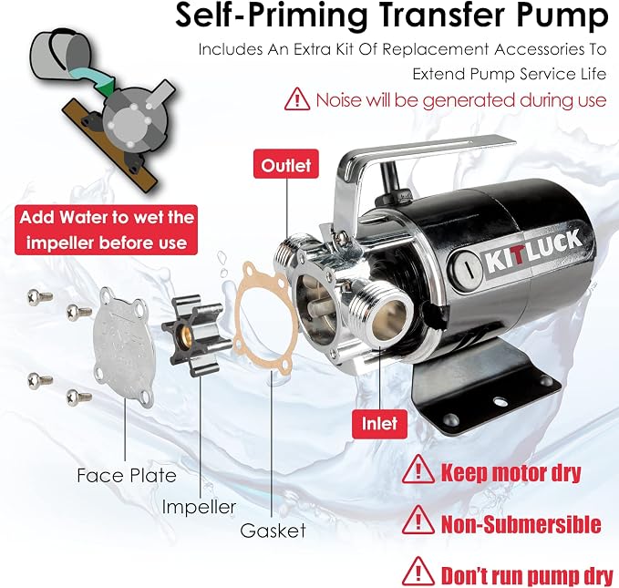 Water Transfer Pump, 115V 1/10HP 330GPH Utility Water Pump Electric With 2 * 6ft Suction Hose, Portable Small Water Pump For Pool Draining, Removing Water From Rain Barrel, Aquariums, etc.