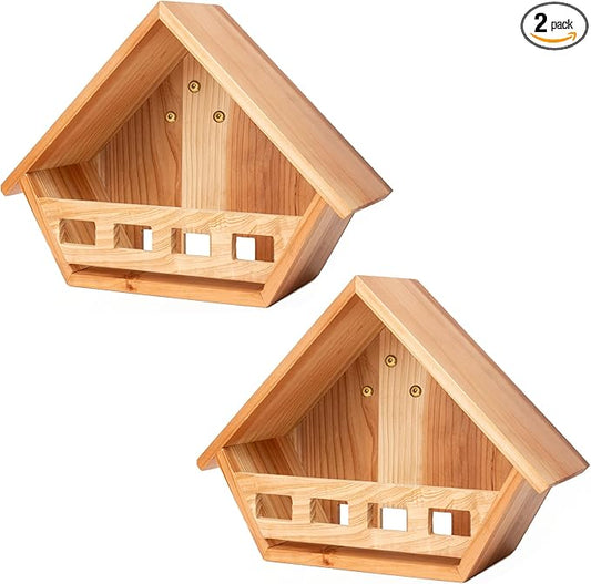 SWANGSA 2 Pack Cedar Mourning Dove Nesting Box, Wooden Birdhouses for Outdoor Doves and Other Small Birds