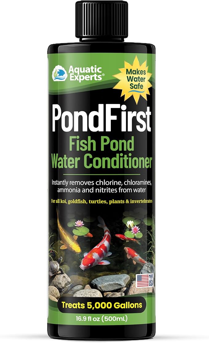 PondFirst Pond Water Conditioner - Concentrated Instant Dechlorinator for Fish Ponds, Makes Water Safe for Koi and Goldfish, Made in The USA, Aquatic Experts (Liquid - 500 ml)