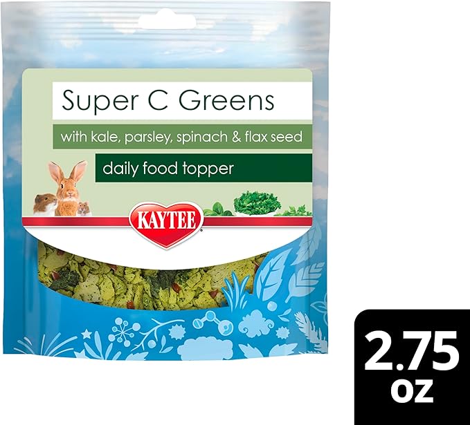 Kaytee Super C Greens, Daily Food Topper with Superfoods for Small Animal Pets, Contains Long-Lasting Vitamin C for Immune Support, 2.75 Ounces