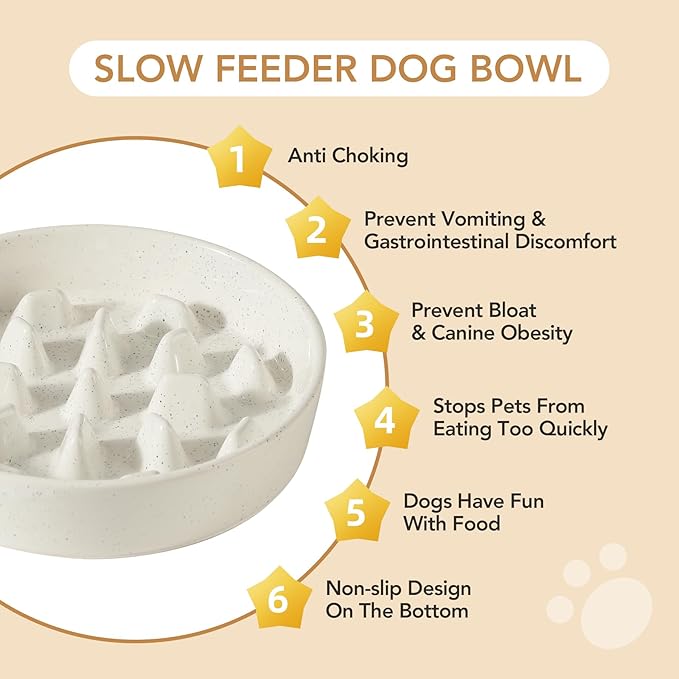 Havniva Slow Feeder Dog Bowls, 3.2 Cups Ceramic Dog Food Bowls 9.5 inch Slow Feeder for Large Dogs Puzzle Bowls for Fast Eater, Pet Slow Feeding Dish Anti-Choking