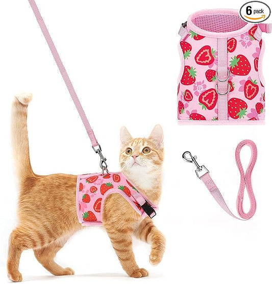PUPTECK Soft Mesh Cat Vest Harness and Leash Set Puppy Padded Pet Harnesses Escape Proof for Cats Small Dogs Rabbits Bunny