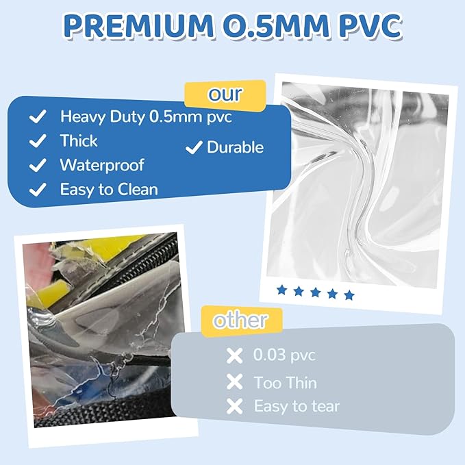 MOONBABY Small Clear Backpack for School Transparent Bookbag for Kids Heavy Duty PVC See Through Backpack Stadium Approved