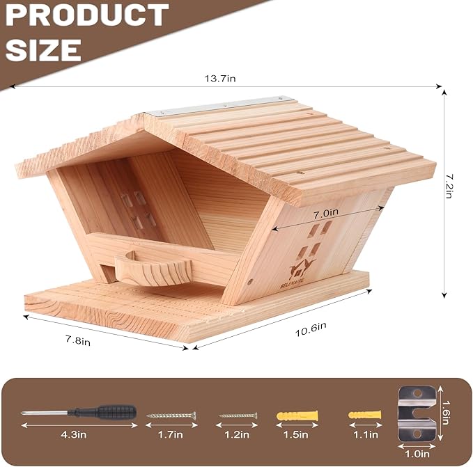 Premium Fir Wood Mourning Dove Nesting Box, 13.7" L x 7.2" H x 10.6" W Pigeon House, Ideal Outdoor Habitat for Pigeons - Easy to Install & Remove