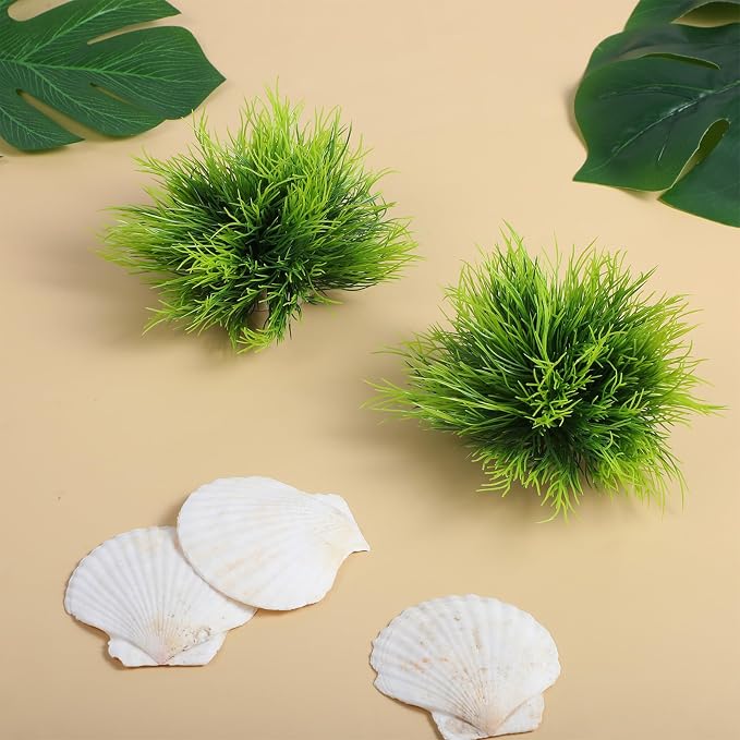 3 Pack Aquarium Plants Plastic Realistic Fish Tank Plants with Weighted Base Small Aquarium Grass Fish Tank Decorations (Green)