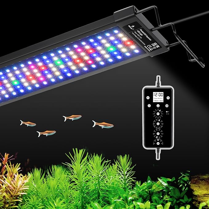 fishkeeper LED Aquarium Plant Light, 24/7 Full Spectrum Aquarium Light with 5 Nature Weather Mode, Auto On Off with Timer for 48-55 Inch Fish Tank, Adjustable Colors/Brightness with Memory Function