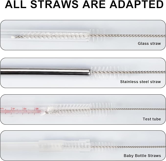 Ixiaoyoo 12 Pcs Bottle Cleaner Brushes Set, 11.8 Inch Nylon Cleaning Brush | White Straw Cleaner Brushes for Tumbler, Sippy Cup, Water Bottles, Hummingbird Feeders, Pipes, Sink Drain & Pet Waterers