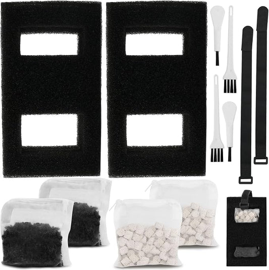 2Aquarium Filter Media Set for Fluval SPEC, EVO Betta Flex Desktop Aquarium | Filter Media Replacement Includes Biomax Filter Media, Carbon Filter Refills, Foam Filter, Filter Cord and Cleaning Brushes