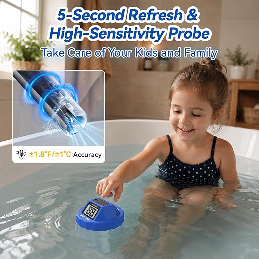 Pool Thermometer Swimming Floating | Digital Water Thermometer Sensor | Solar Powered | Easy Read | Anti-Fog, for Hot Tub, Spa & Ice Bath
