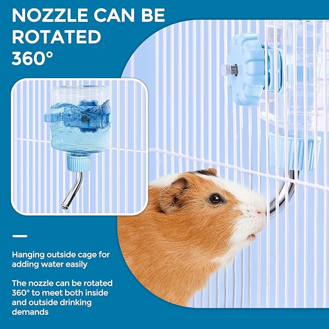 Vannon Small Animal Water Bottles 6oz (177.42ml) Clear Water Dispenser for Rabbit, Guinea Pig, Chinchilla, Ferret, Hedgehog - BPA Free