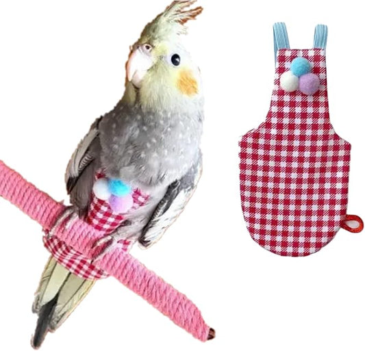 Bird Flight Suits Diapers, Parrot Flight Suits Diapers for Monk Parakeets, Cockatiels Flight Suits, Parrot Clothes, Bird Training Nappy Suit Liners Clothes (Red,Cockatiel)