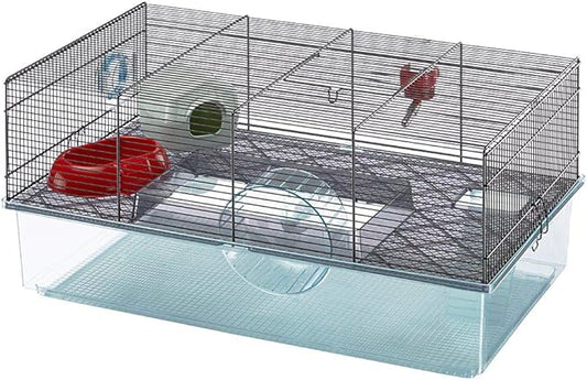 Ferplast Favola Hamster Cage Includes Free Water Bottle, Exercise Wheel, Food Dish & Hamster Hide-Out Large Hamster Cage Measures 23.6L x 14.4W x 11.8H-Inches