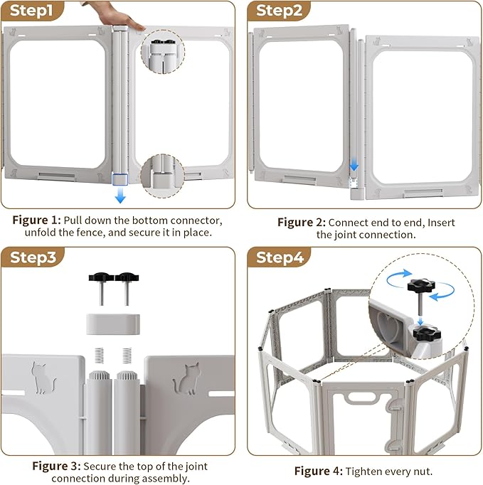 Acrylic Portable Dog Playpen Indoor, Clear Dog Play Pen Indoors Puppy Playpen Indoor Easy Assemble 24” Octagon Guinea Pig Rabbit Bunny Small Animal Pet Playpen, Puppy Play Pen for Indoors
