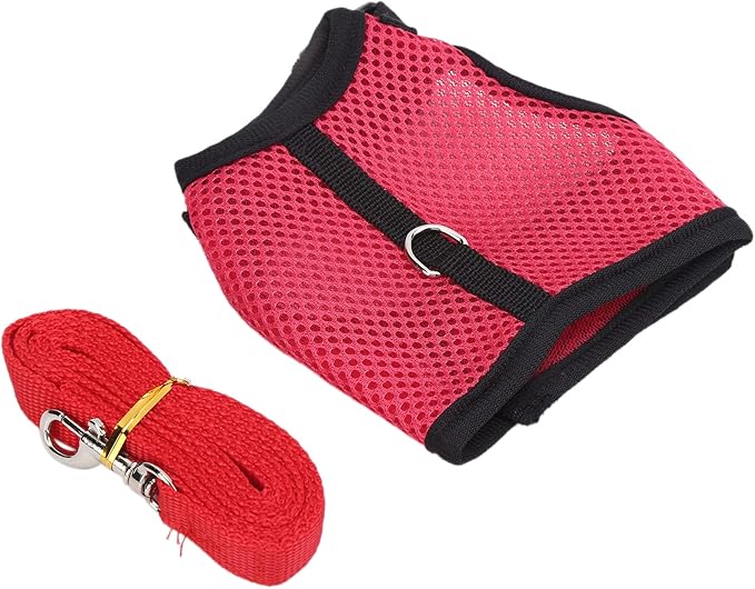 Small Pet Harness with Lead | Adjustable Soft Net Harness for Rabbits/Guinea Pigs/Kittens | Escape - Deterrent Walking Vest for Small Animals