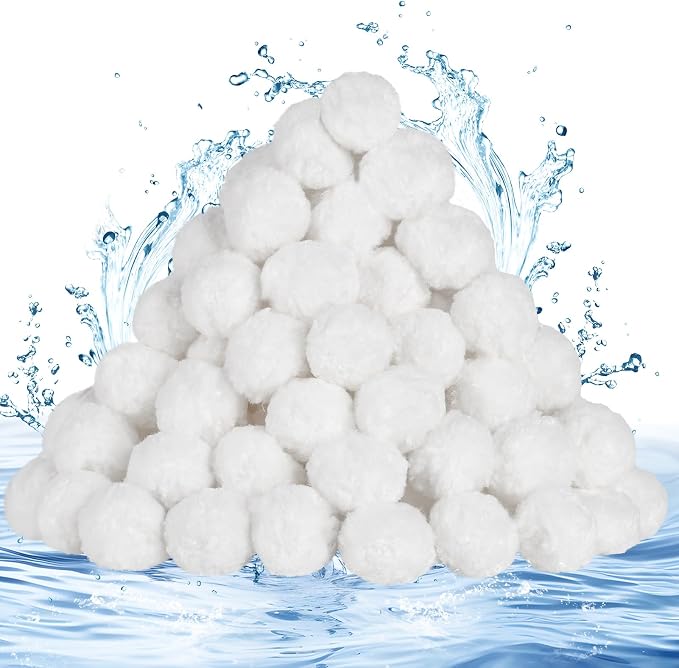 Askyli 2.9 lbs Pool Filter Balls for Sand Filter, Reusable Pool Sand Filter Balls, Efficient Pool Filter Sand, Suitable for All Sand Filter System (Equals 100lbs Pool Filter Sand) - White