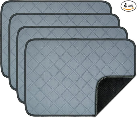 RIOUSSI Washable Pee Pads for Dogs, Reusable, Absorbent, Leakproof, Non Slip Pet Puppy Pads for Potty Training. Light Gray, 18x24 Inch(4pack)