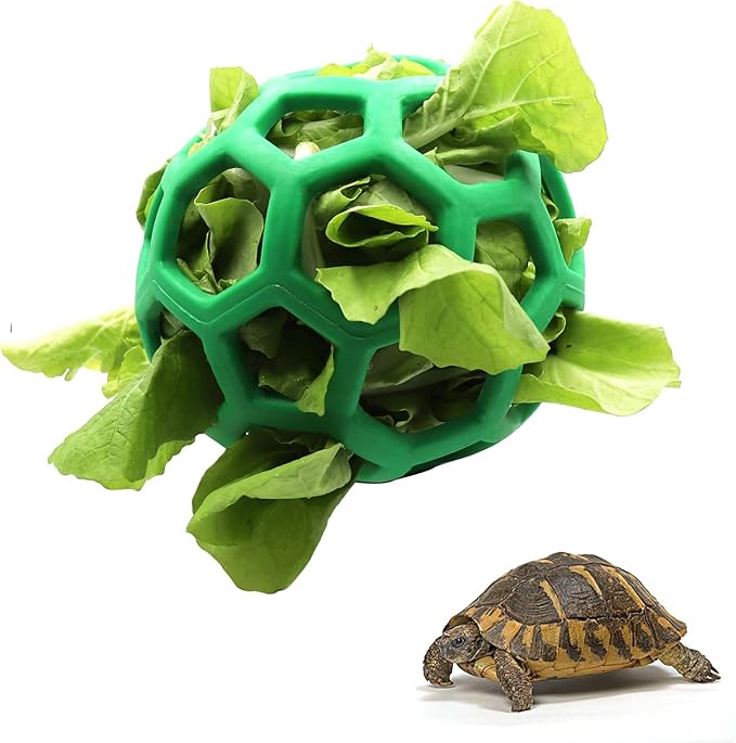 Tortoise Treat Ball Toy Hay Fruit Vegetable Feeder Hanging Feeding Grass Holder Foraging Toy for Small Animals Pet Tortoise Turtle