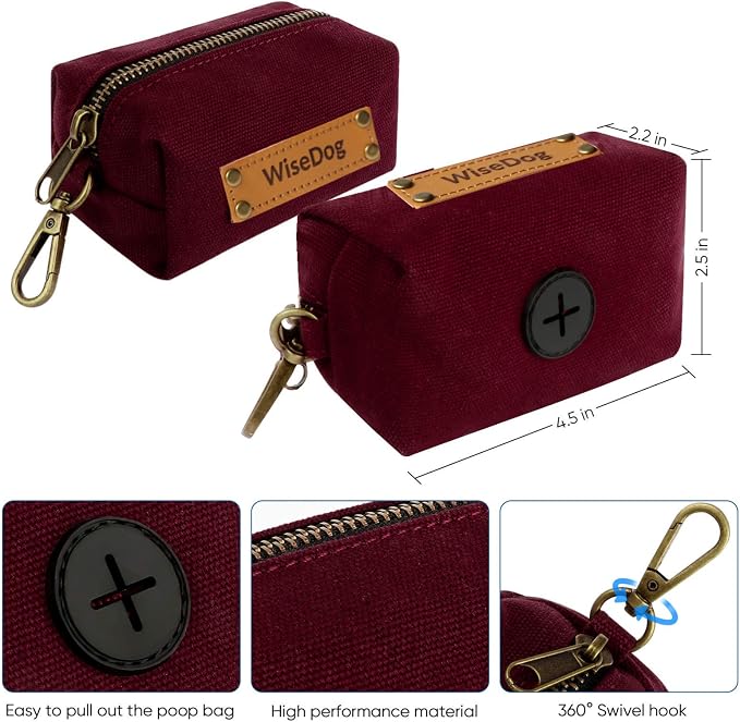 Wisedog Waterproof Dog Collar and Leash Set, XL, Burgundy | Adjustable Puppy Collar, Cute Tag, 6FT Dog Leash, Poop Bag Included, Small Medium Large Dogs