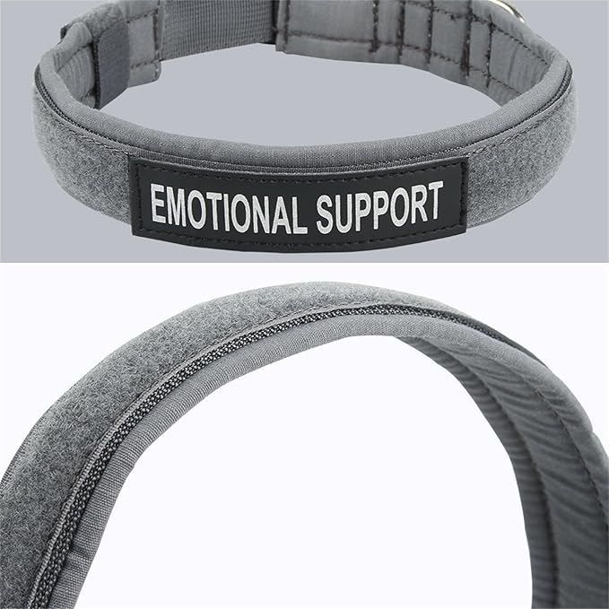EXCELLENT ELITE SPANKER Tactical Small Puppy Dog Collar Nylon Adjustable Heavy Duty Military for Small Medium and Large Dogs Pet Soft Padded Dog Collar(Grey-S)