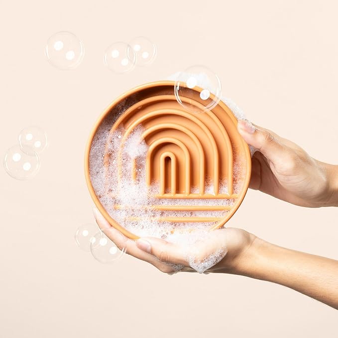 Should We Go? Slow Feeder for Dogs & Cats, The Slowdown Bowl Silicone Slow Eating Mealtime Solution with Modern Lick Mat Design, Reduces Gulping, Fits 1 Cup, 6” Across x 1.25” Tall, Small-Terracotta