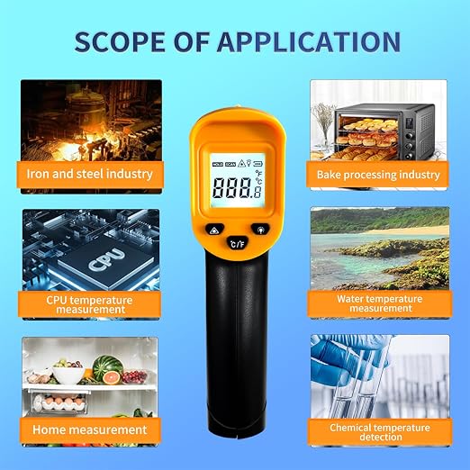 Digital Infrared Thermometer Gun for Cooking,BBQ,Pizza Oven,Ir Thermometer,-58℉~1112℉(-50℃~600℃) Handheld Non Contact Heat Laser Temperature Gun (Not for Human)