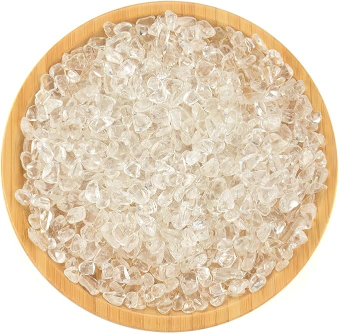 WAYBER Natural Crushed Clear Quartz Decorative Crystal Gravel, 1 Pound | Toxin-Free, Fade-Resistant, Ideal for Reiki Healing, DIY Crafts, Vase Filler, Aquarium & Bonsai Decoration
