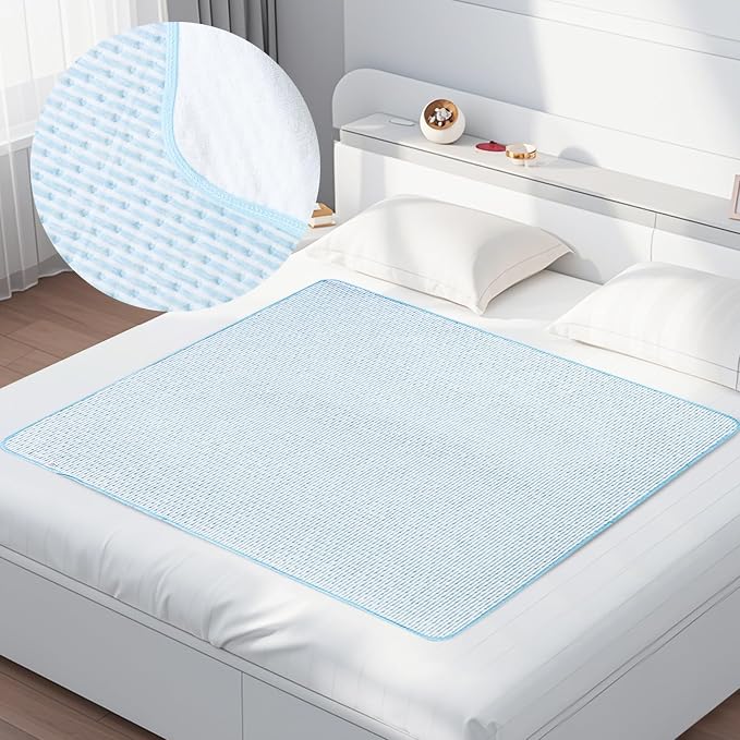 Bed Pads for Incontinence Washable, 3 Packs 36x34 Inch Reusable Waterproof Soft Wetting Pee Underpad for Adults, Elderly, Seniors, Women, Kids & Pets, Machine Washable Pad for Bed, Sofa-Blue