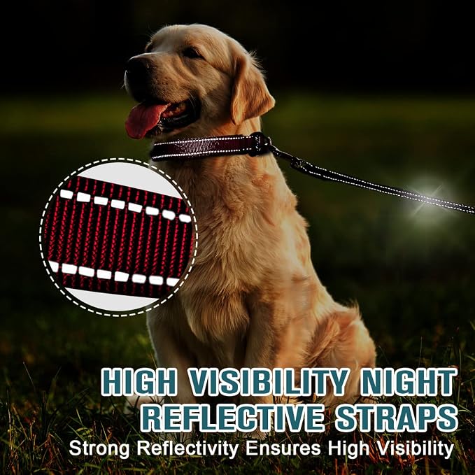 Dog Collar for Medium Small Large Dogs Reflective with Leash,Collar and Leash for Dogs,Soft Neoprene Padded 2 Pack(Pink,M)