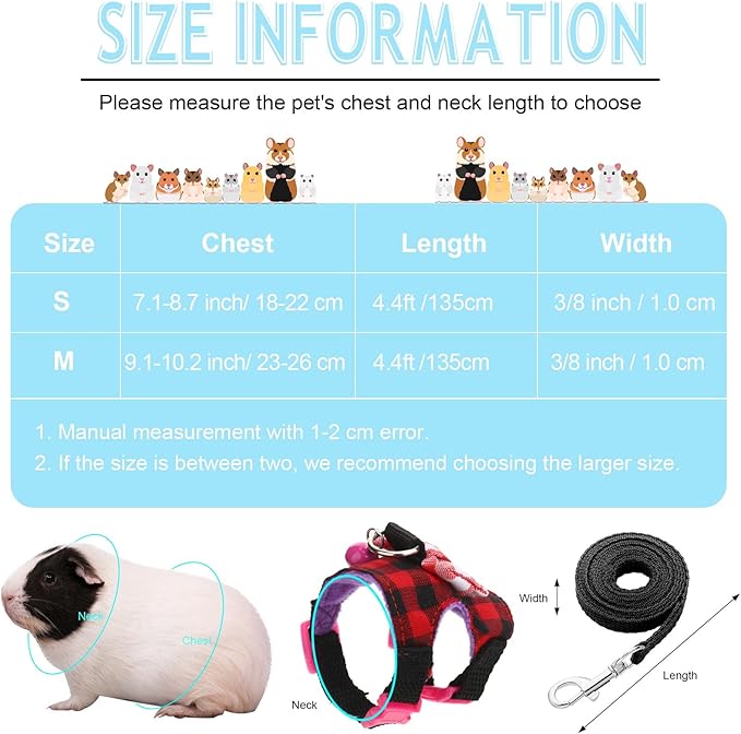 4 Pieces Ferret Harness and Leash Set Ferret Leash Small Pet with Cute Bowknot and Safe Bell Decor Chest Strap Harness for Outdoor Walking Rabbit Guinea Pig Bunny Hamster Puppy Kitten(Small)