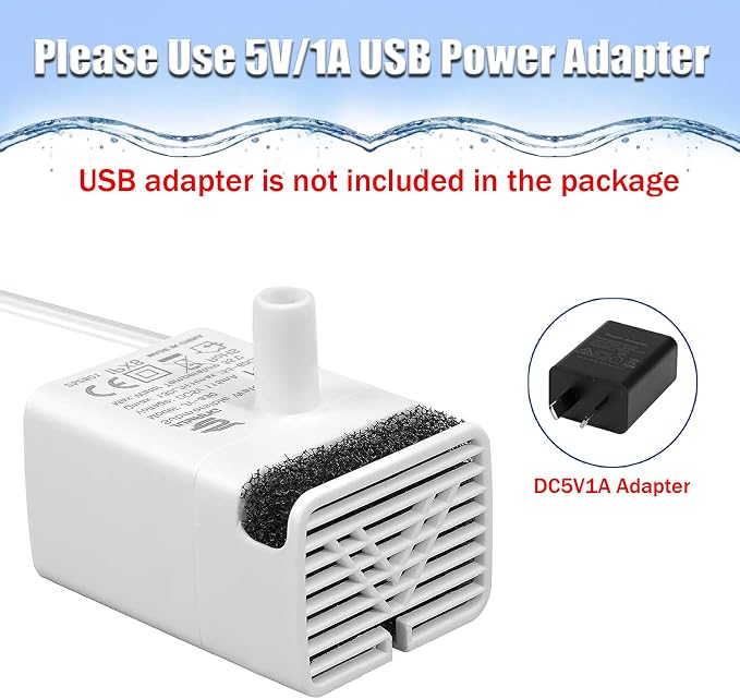 Cat Water Fountain Pump Replacement JY-830 Submersible Motor | Cat Fountain Pump Replacement,Fountains Pump for Stainless Steel Cat Dispenser,Ultra Quiet Dog Drinking Fountain Pump