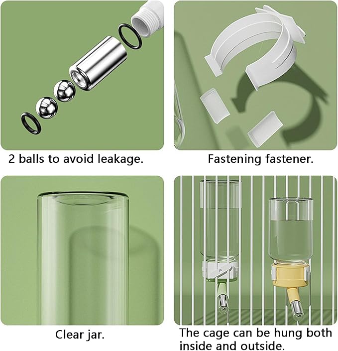 120ml Hamster Water Bottle,wall Mounted No Drip Gerbil Water Feeder Dispenser for Hamster Gerbils Mice Degus Lemming Hedgehog Small-Sized Pet